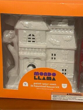 Mondo Llama Paint-Your-Own Lit Haunted House Kit with Paint & Brushes